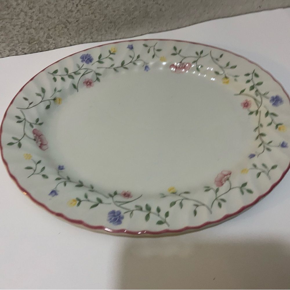 Johnson Brothers Summer Chintz oval platter Pink Flower Ridged Border England